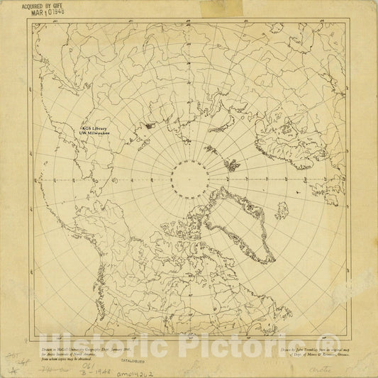 Map : Arctic region 1948, [Arctic] , Antique Vintage Reproduction