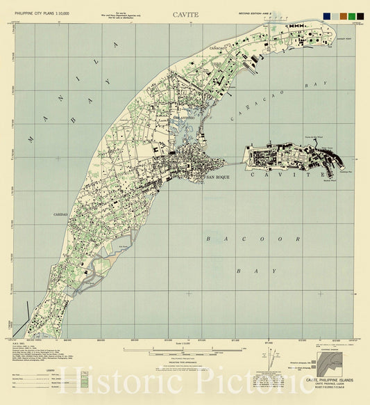 Map : Cavite, Philippine Islands 1944, Cavite, Philippine Islands, Cavite Province, Luzon, Antique Vintage Reproduction