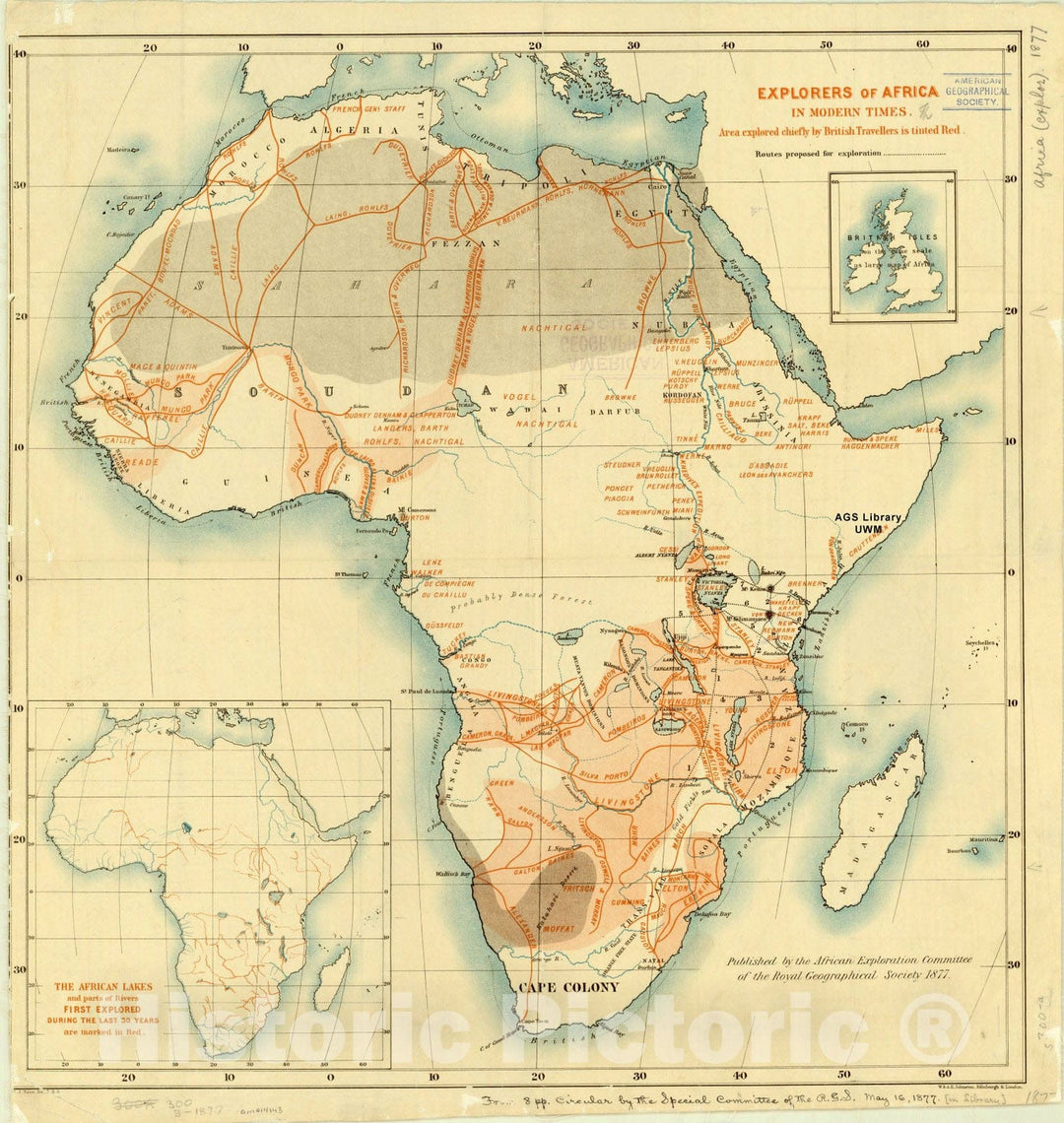 Map : Africa 1877, Antique Vintage Reproduction