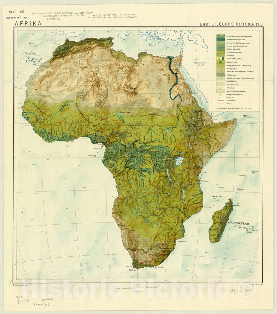 Map : Africa 1961, Afrika : Erdteilubersichtskarte , Antique Vintage Reproduction