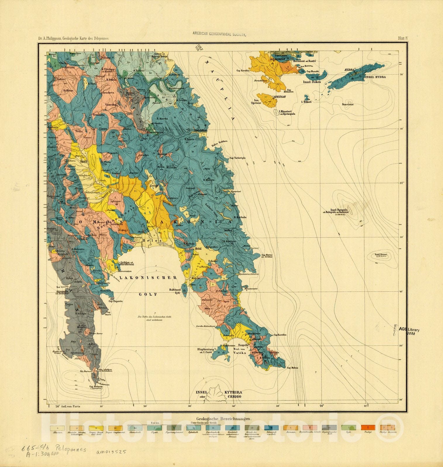 Map : Peloppones 1892 3, Antique Vintage Reproduction
