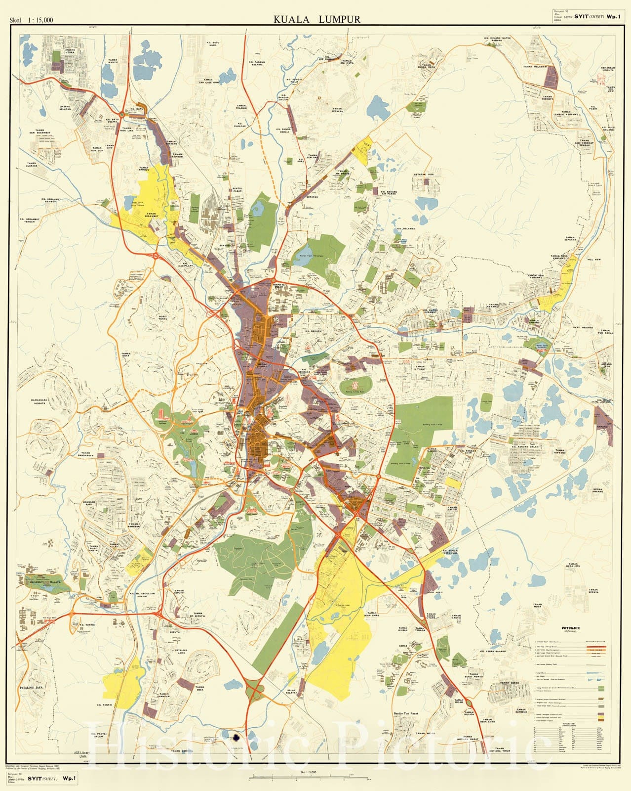Map : Kuala Lumpur, Malaysia 1982, Kuala Lumpur , Antique Vintage Reproduction