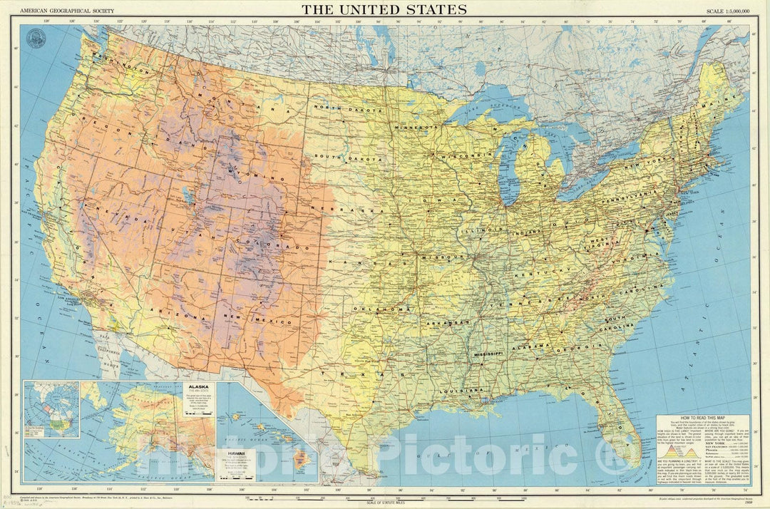 Map : United States 1959, The United States , Antique Vintage Reproduction