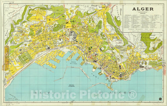 Map : Algiers, Algeria 1962, Plan-guide d'Alger , Antique Vintage Reproduction