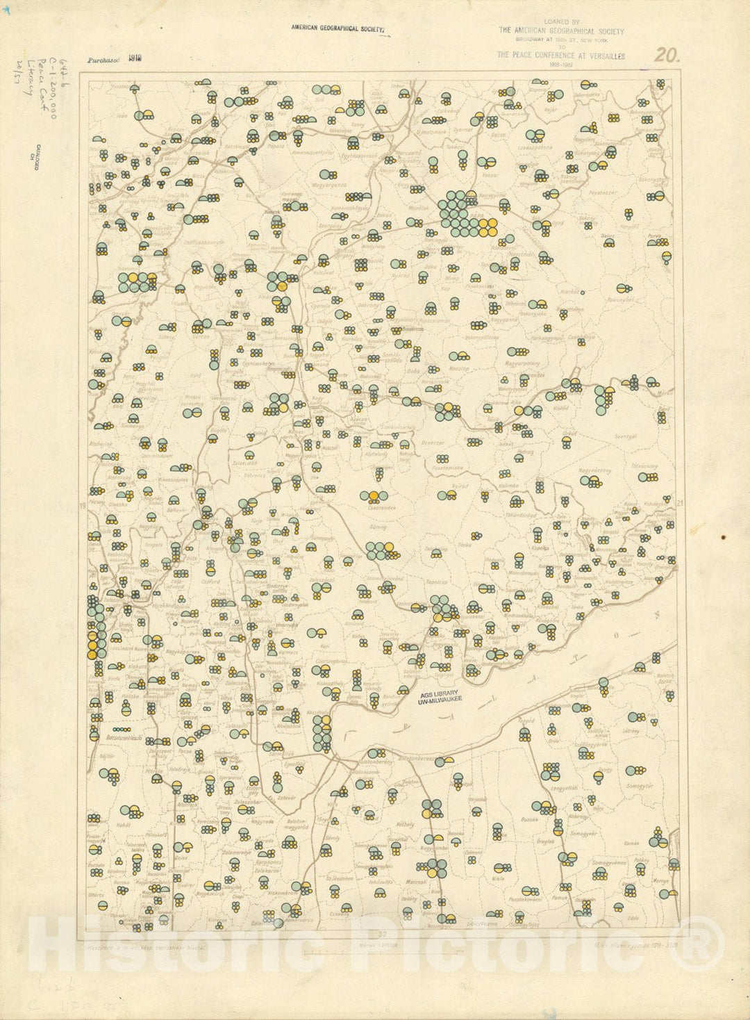 Historic Map : The Communes of Hungary showing the persons able to read and write 1918 13, Vintage Reproduction