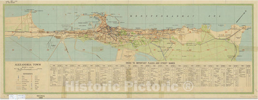 Map : Alexandria, Egypt 1951 2, Guide plan of Alexandria, Antique Vintage Reproduction