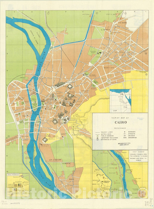 Map : Cairo, Egypt 1970, Tourist map of Cairo , Antique Vintage Reproduction