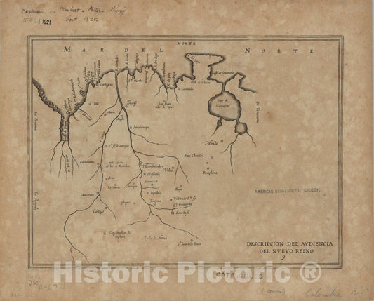 Map : Colombia 1726, Antique Vintage Reproduction