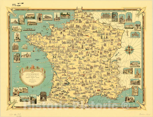 Map : France 1935, , Antique Vintage Reproduction