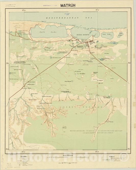 Map : Marsa? Mat?ru?h?, Egypt 1935, Matruh, Antique Vintage Reproduction