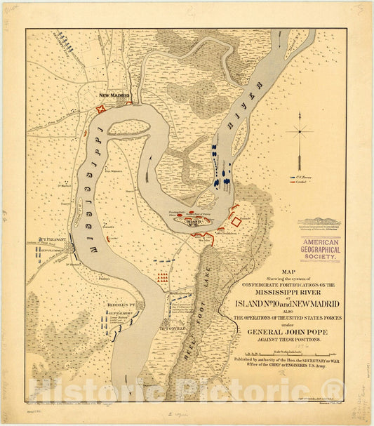 Map : Mississippi River, 1862, Antique Vintage Reproduction