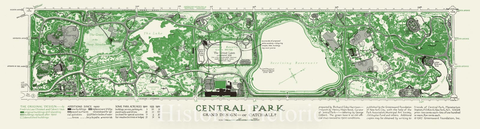 Map : Central Park, New York City, New York 1967, Central Park, grand design--or catch-all? , Antique Vintage Reproduction