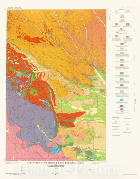 Map : Colfax County, New Mexico 1964 1, Geologic map of the Philmont Ranch region, New Mexico , Antique Vintage Reproduction