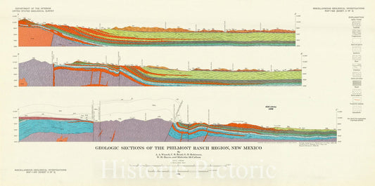 Map : Colfax County, New Mexico 1964 2, Geologic map of the Philmont Ranch region, New Mexico , Antique Vintage Reproduction