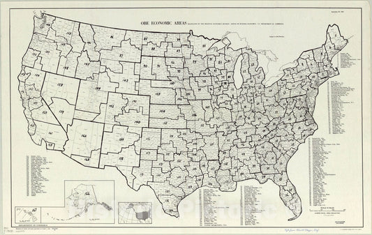 Map : United States 1967, OBE economic areas , Antique Vintage Reproduction