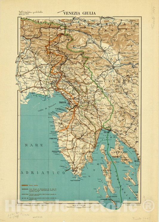 Map : Venezia Giulia 1947, Venezia Giulia , Antique Vintage Reproduction