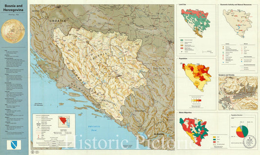 Map : Bosnia and Herzegovina 1993, Bosnia and Herzegovina, Antique Vintage Reproduction