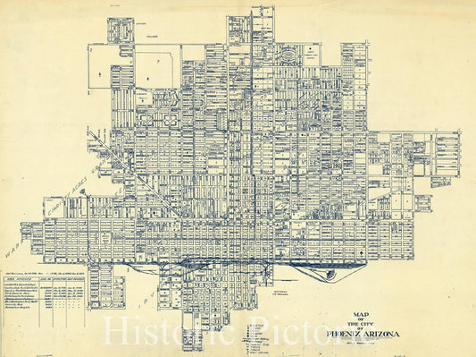 Map : Phoenix, Arizona 1940, Map of the city of Phoenix, Arizona, Antique Vintage Reproduction