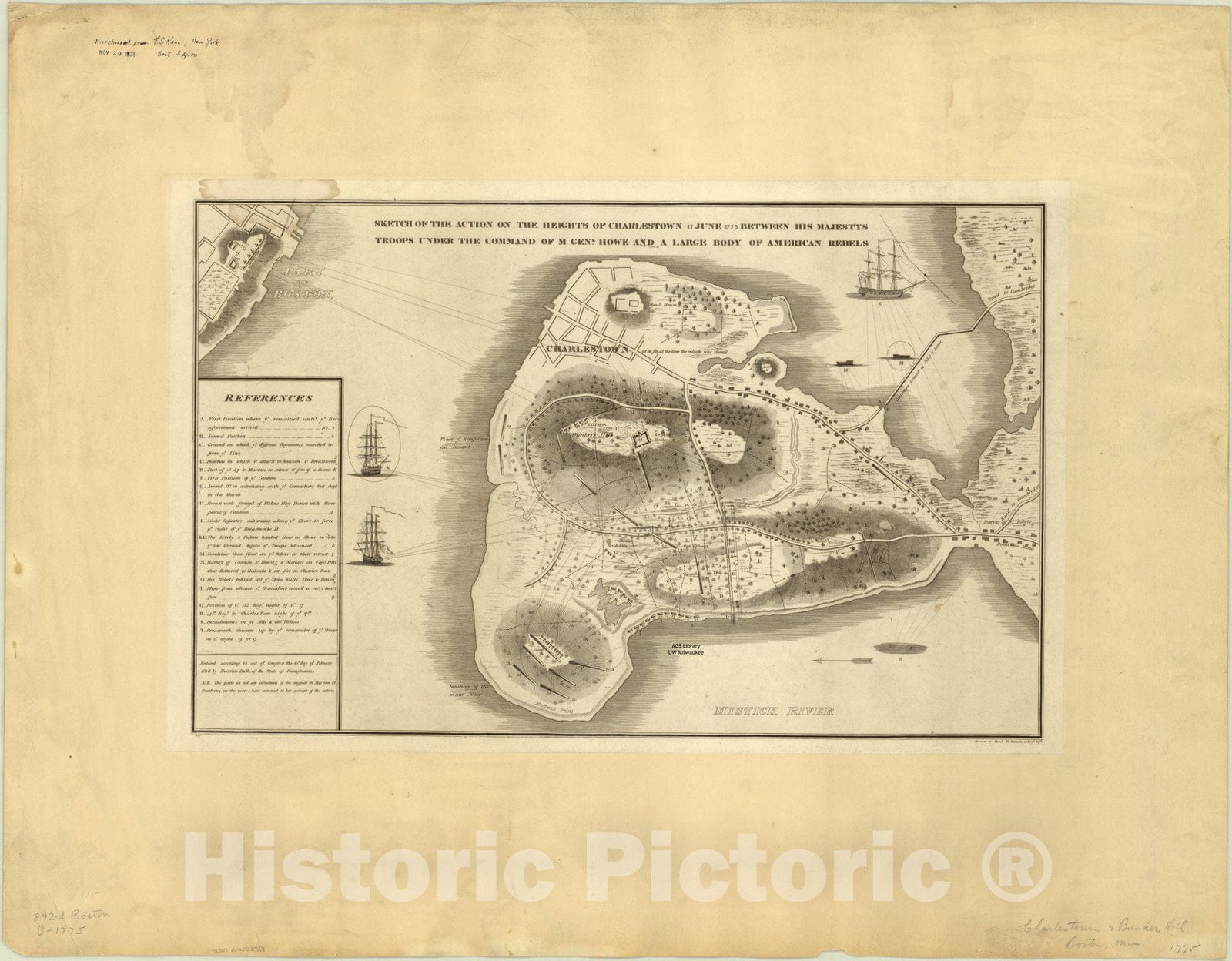 Map : Boston, Massachusetts 1775 1818, Antique Vintage Reproduction