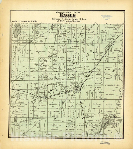 Map : Waukesha County, Wisconsin 1873 1, Antique Vintage Reproduction