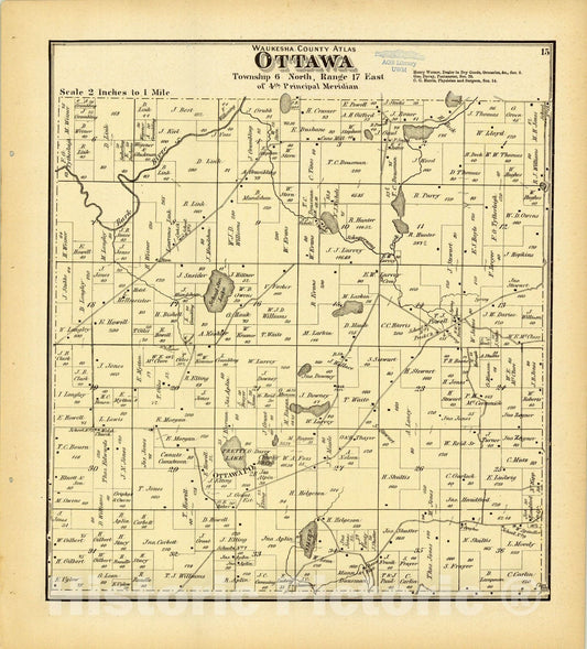 Map : Waukesha County, Wisconsin 1873 15, Antique Vintage Reproduction