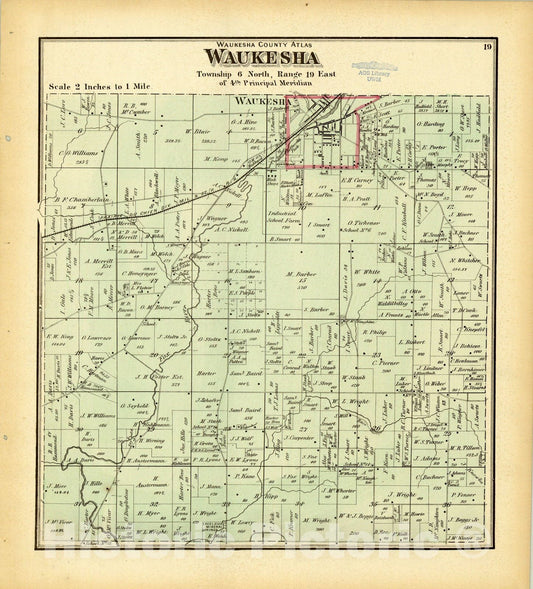Map : Waukesha County, Wisconsin 1873 17, Antique Vintage Reproduction