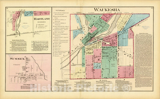 Map : Waukesha County, Wisconsin 1873 18, Antique Vintage Reproduction