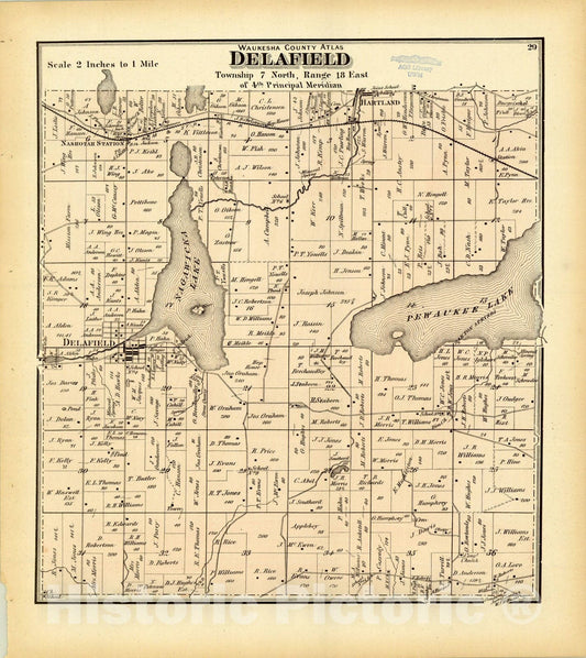 Map : Waukesha County, Wisconsin 1873 19, Antique Vintage Reproduction
