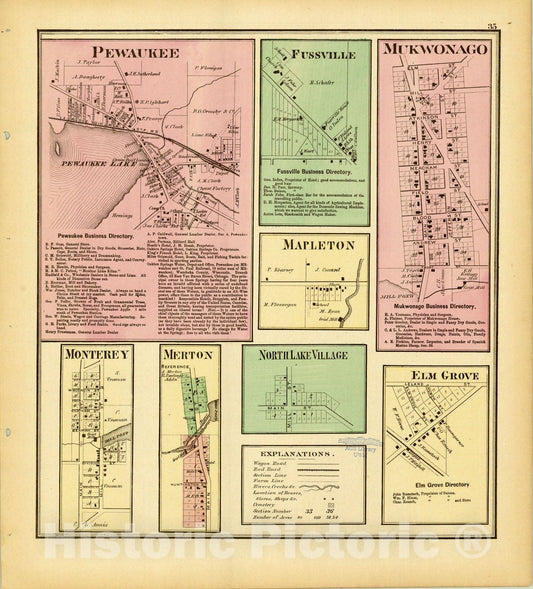 Map : Waukesha County, Wisconsin 1873 21, Antique Vintage Reproduction