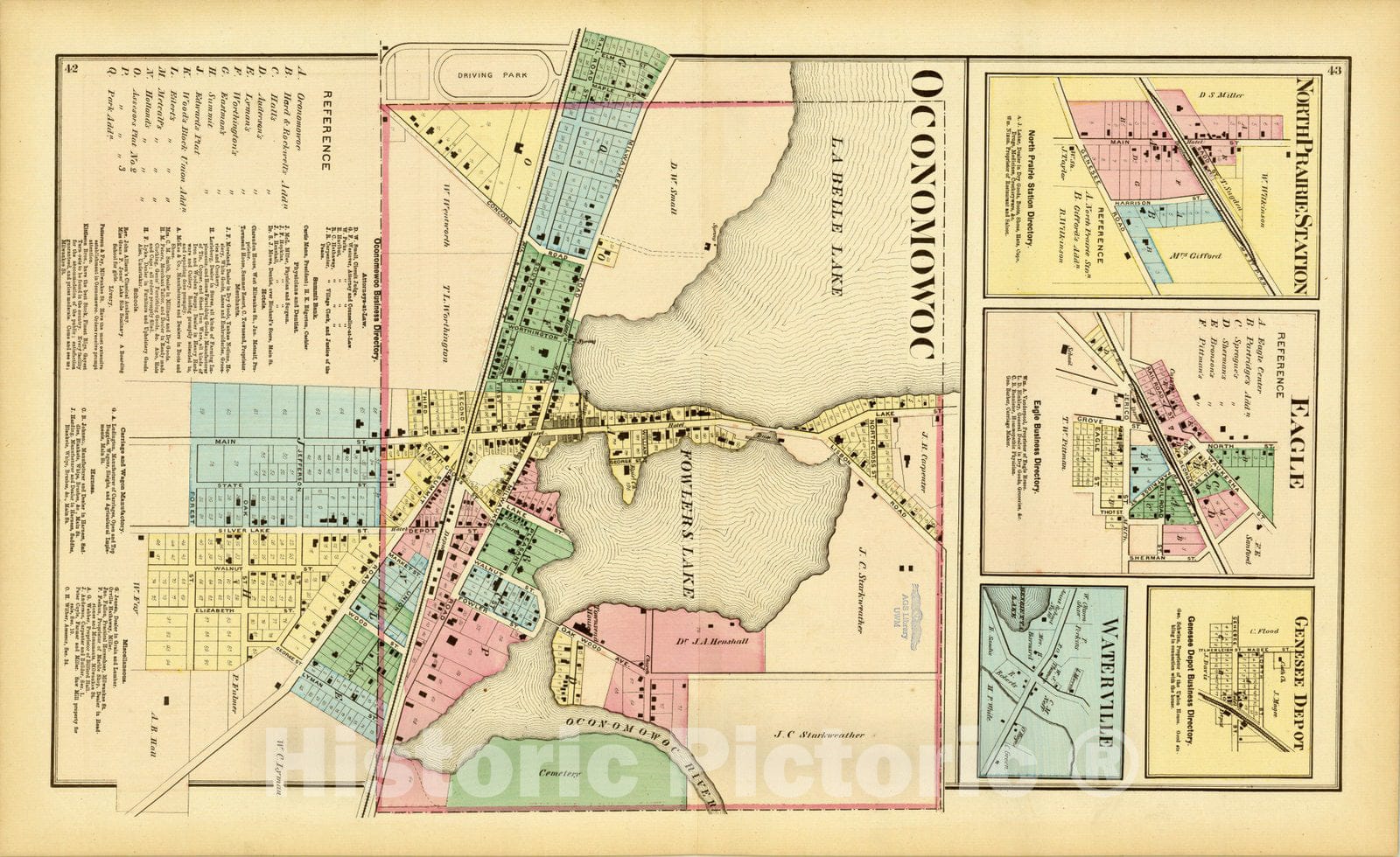 Map : Waukesha County, Wisconsin 1873 2, Antique Vintage Reproduction