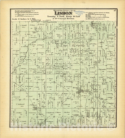 Map : Waukesha County, Wisconsin 1873 4, Antique Vintage Reproduction