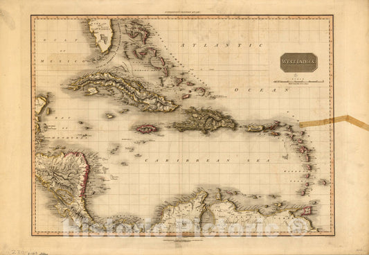 Map : West Indies 1815, West Indies , Antique Vintage Reproduction