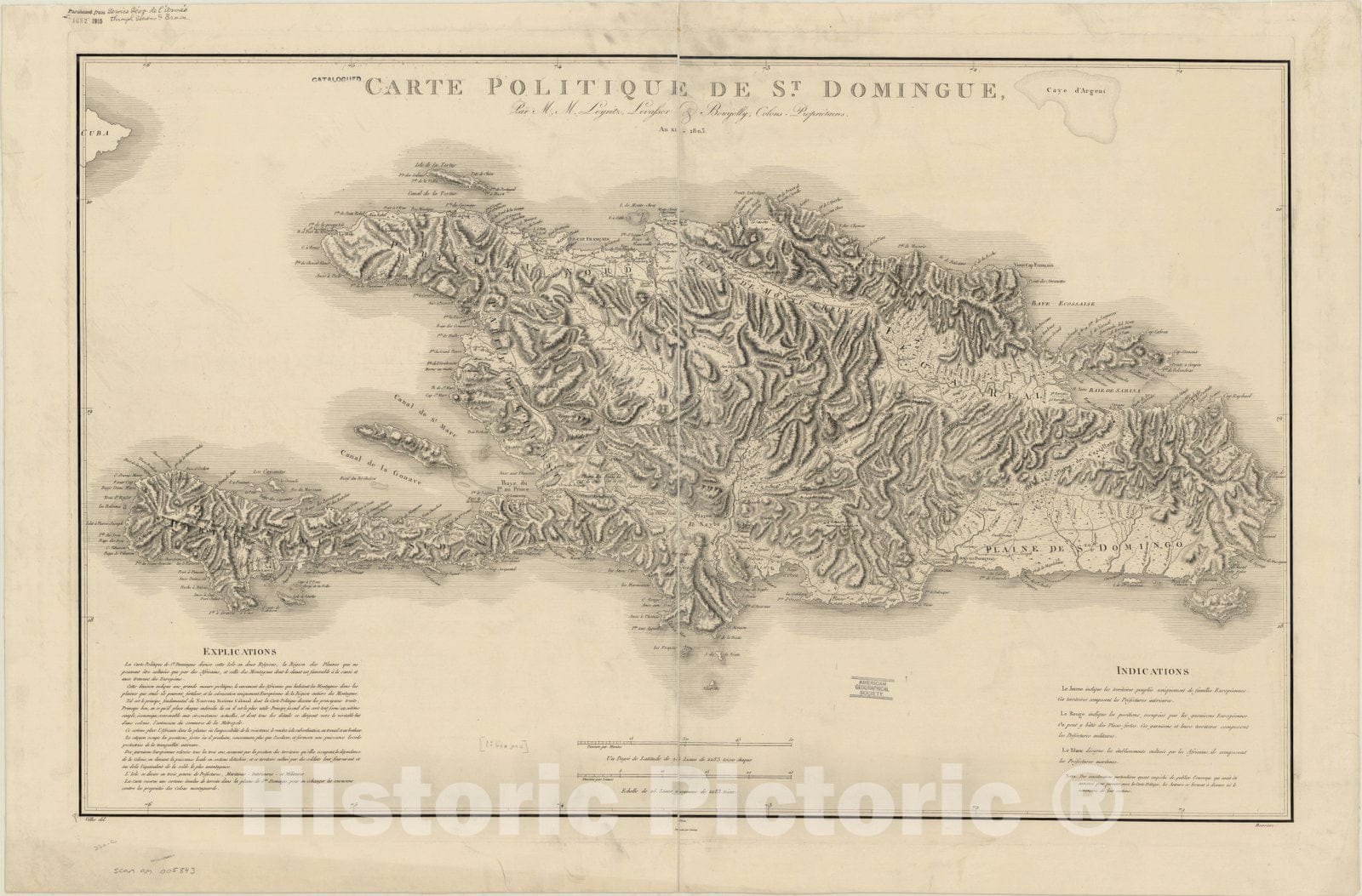 Map : Haiti 1803, Carte politique de St. Domingue an xi - 1803 , Antique Vintage Reproduction