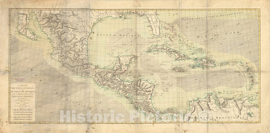 Map : Caribbean 1780, Carte des Isles Antilles et du Golfe du Mexique : avec la majeure partie de la Nouvelle Espagne , Antique Vintage Reproduction
