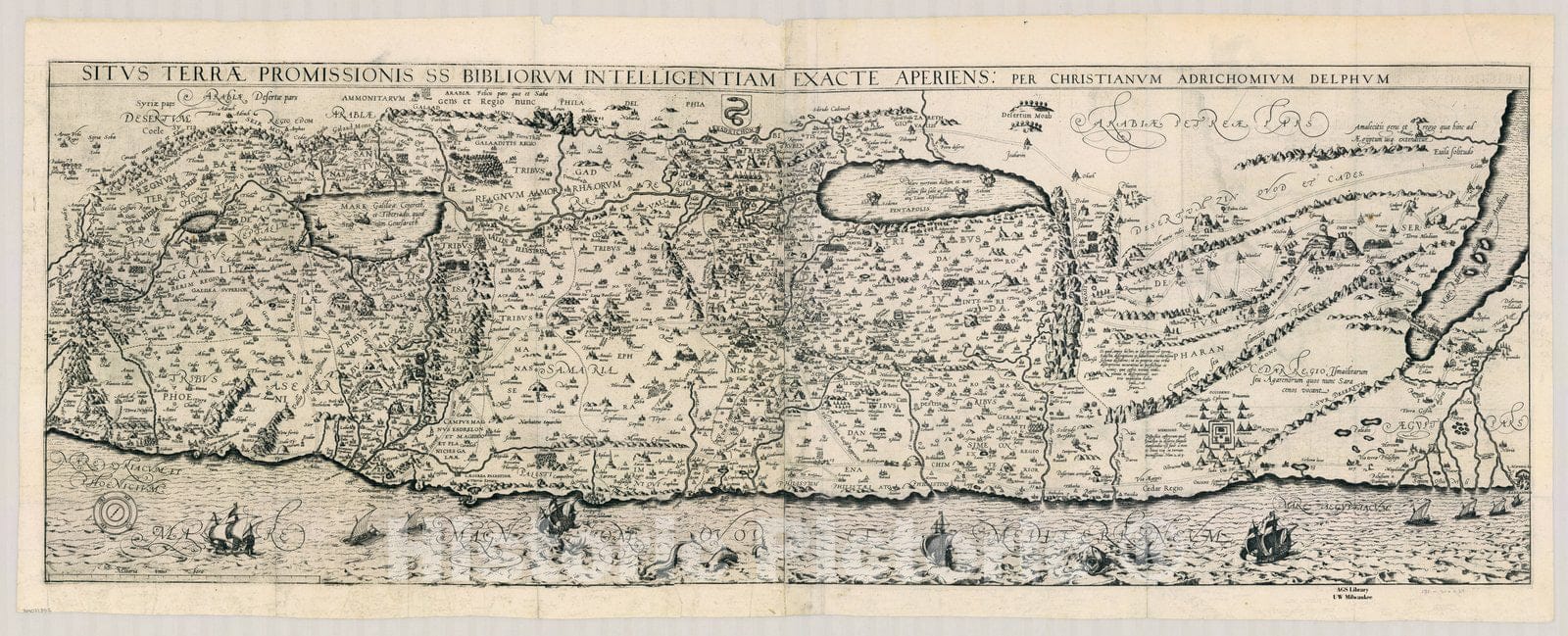 Map : Holy Land Maps #20, Situs Terrae Promissionis SS Bibliorum intelligentiam exacte aperiens , Antique Vintage Reproduction