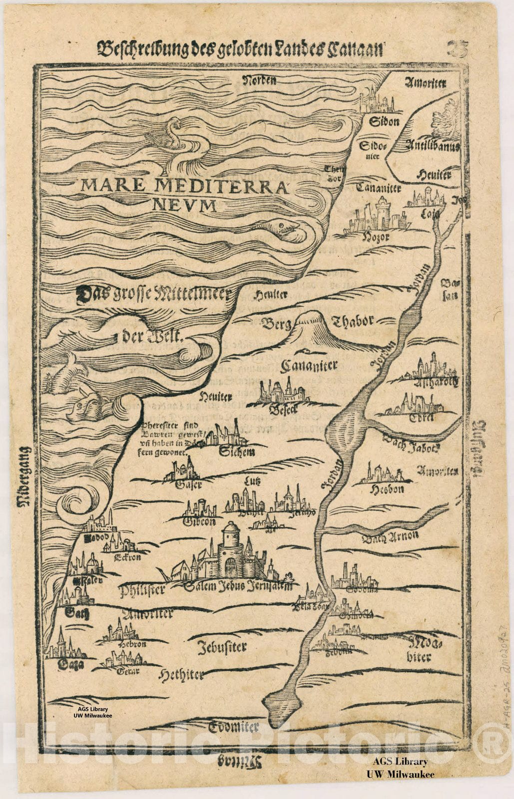 Map : Holy Land Maps #16, Beschreibung des gelobten Landes Canaan, Antique Vintage Reproduction