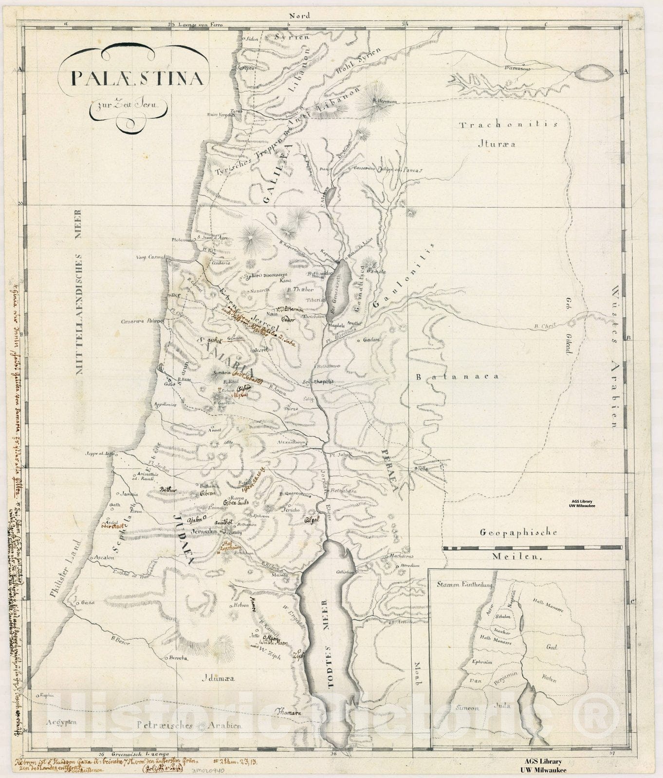 Map : Holy Land Maps #136, Palaestina zur Zeit Jesu, Antique Vintage Reproduction