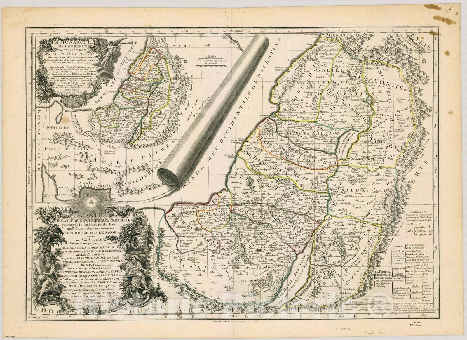 Map : Holy Land Maps #117, Carte de la terre des Hebreux ou Israelites : partagee selon l'ordre de Dieu , Antique Vintage Reproduction