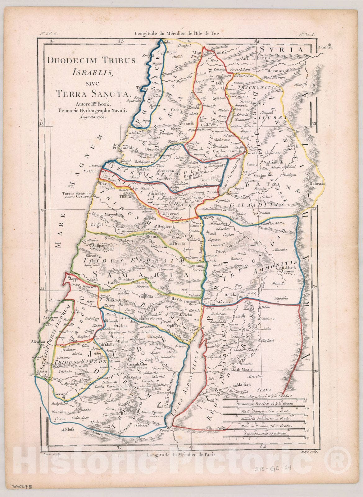 Map : Holy Land Maps #130, Duodecim Tribus Israelis, sive Terra Sancta , Antique Vintage Reproduction