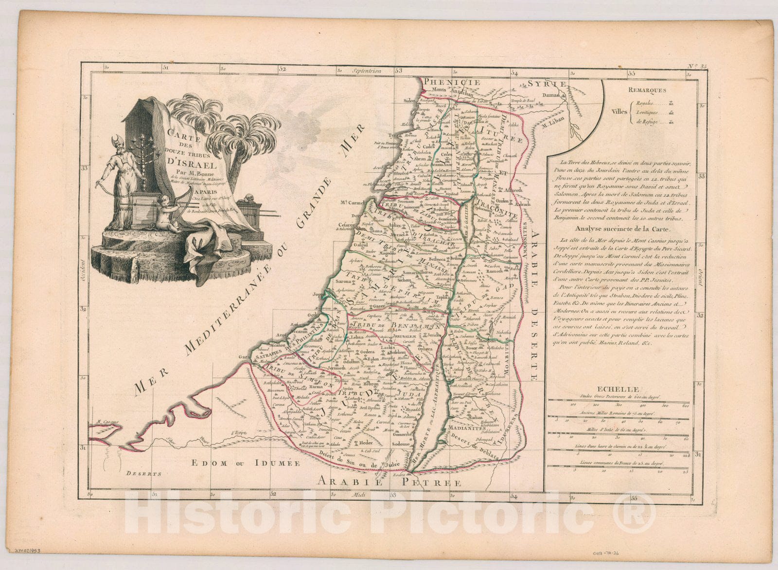 Map : Holy Land Maps #125, Carte des Douze Tribus d'Israel , Antique Vintage Reproduction