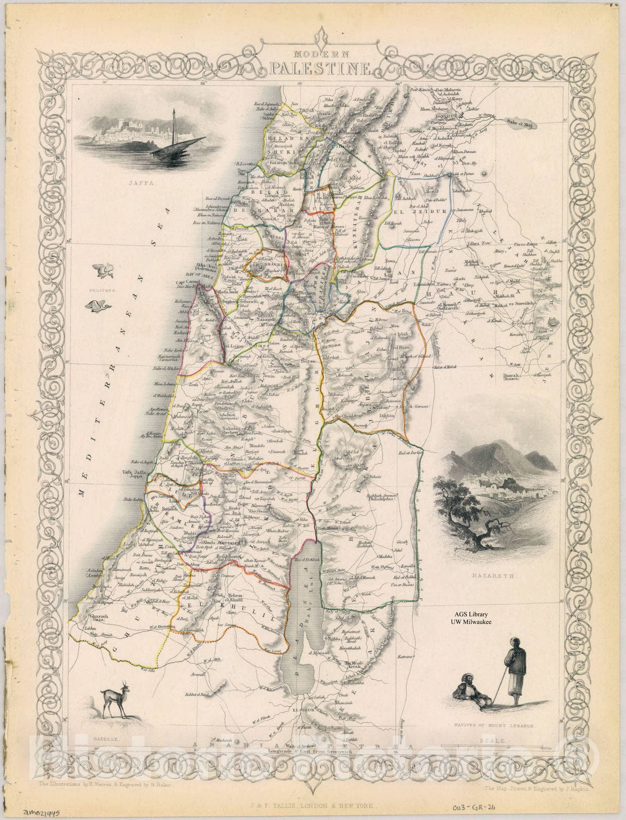 Map : Holy Land Maps #144 , Modern Palestine , Antique Vintage Reproduction