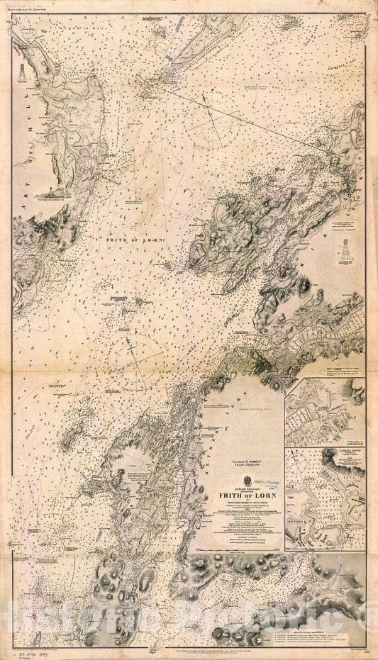 Map : Scotland, West Coast 1893, Scotland west coast, Argyllshire, Frith of Lorn or from Luing Island to Mull Sound , Antique Vintage Reproduction