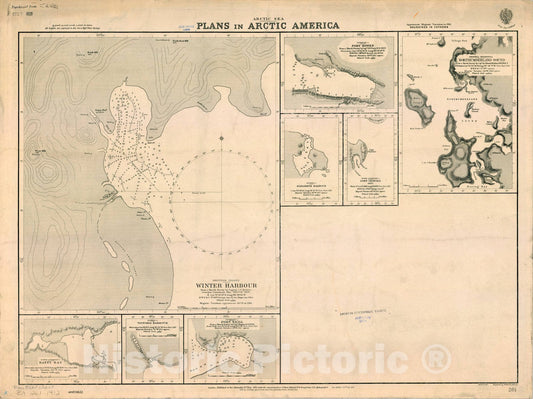 Map : Arctic Sea 1912 2, Arctic Sea, plans in Arctic America , Antique Vintage Reproduction