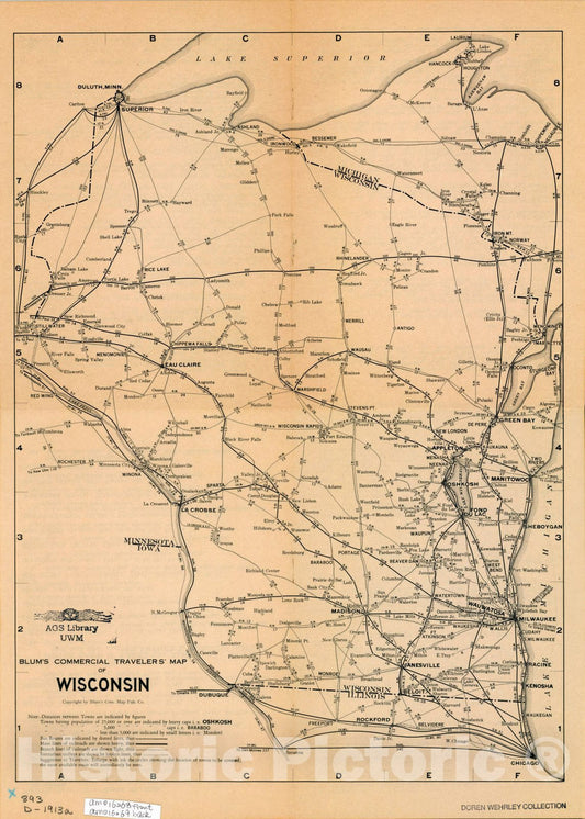 Map : Wisconsin 1931, Antique Vintage Reproduction