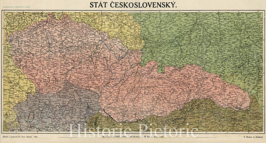 Map : Czechoslovakia, Stat Ceskoslovensky , Antique Vintage Reproduction