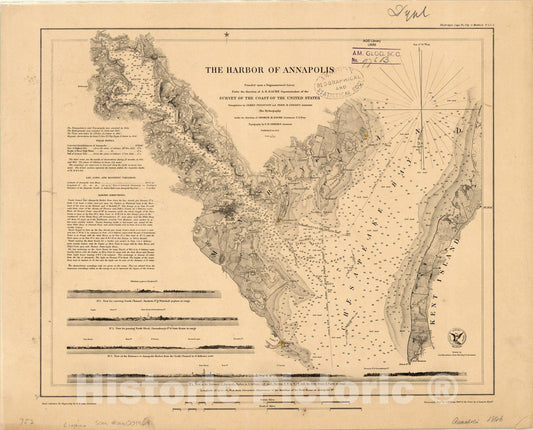 Map : Annapolis Harbor 1846, The harbor of Annapolis , Antique Vintage Reproduction