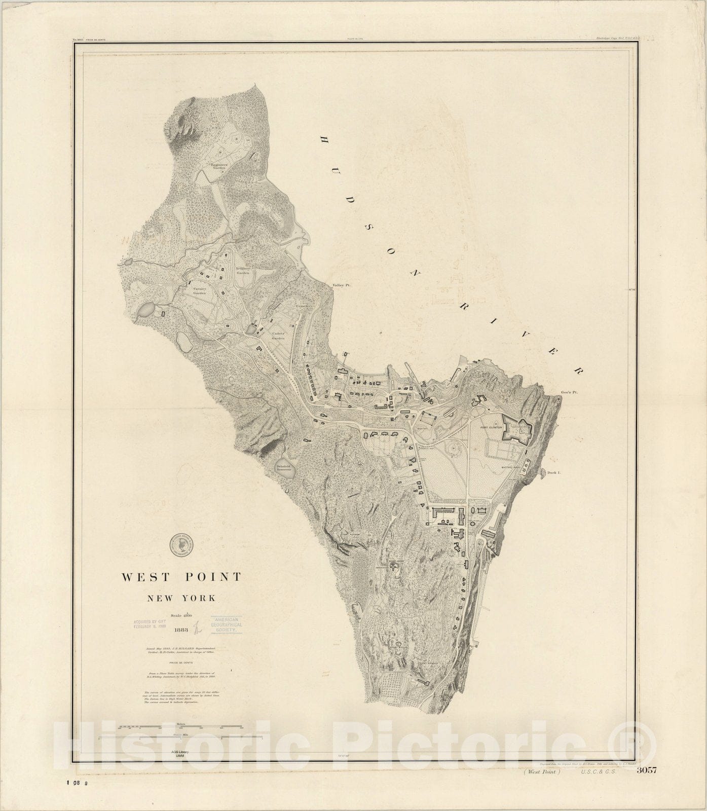Map : West Point, New York 1883, West Point, New York , Antique Vintage Reproduction