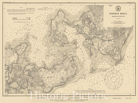 Map : Woods Hole, Massachusetts 1911, Woods Hole, Massachusetts , Antique Vintage Reproduction