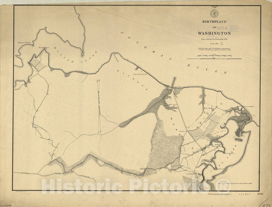 Map : Virginia 1897, Birthplace of Washington , Antique Vintage Reproduction