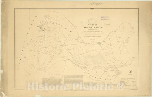 Map : Columbia River, Oregon 1851 2, Mouth of Columbia River , Antique Vintage Reproduction
